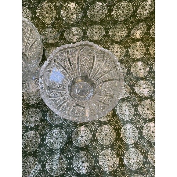 Set Of 2 Antique 1913 Imperial Glass Co EA Pressed Glass Compote Bellaire - Picture 3 of 5